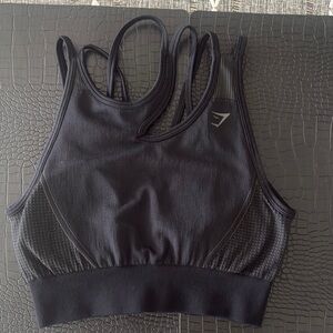 Gymshark Black Sports Bra High Neck Racerback